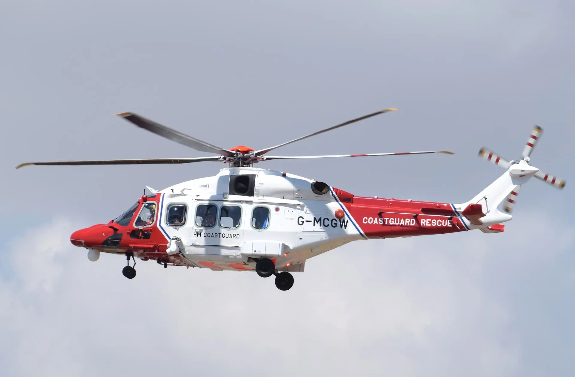 AgustaWestland AW189 helicopter (G-MCGW) of the UK Coastguard arrives at the 2018 Royal International Air Tattoo, RAF Fairford, England. Information: In 2013, Bristow Helicopters Limited won the UK Government national contract to deliver search and rescue operations on behalf of the Maritime and Coastguard Agency (MCA).

Bristow Helicopters took over the helicopter civilian Search & Rescue responsibility from the Royal Air Force and Royal Navy in a phased approach throughout 2015 and 2016. Bristow now operates from 10 coastguard helicopter bases around the UK on behalf of Her Majesty’s Coastguard to respond to all SAR incidents for the whole of the UK. 