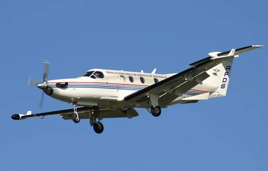 Pilatus PC-12:45 flying near Adelaide, SA as operated by the Royal Flying Doctor Service